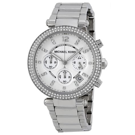 michael kors silver parker watch|Michael Kors parker chronograph watch.